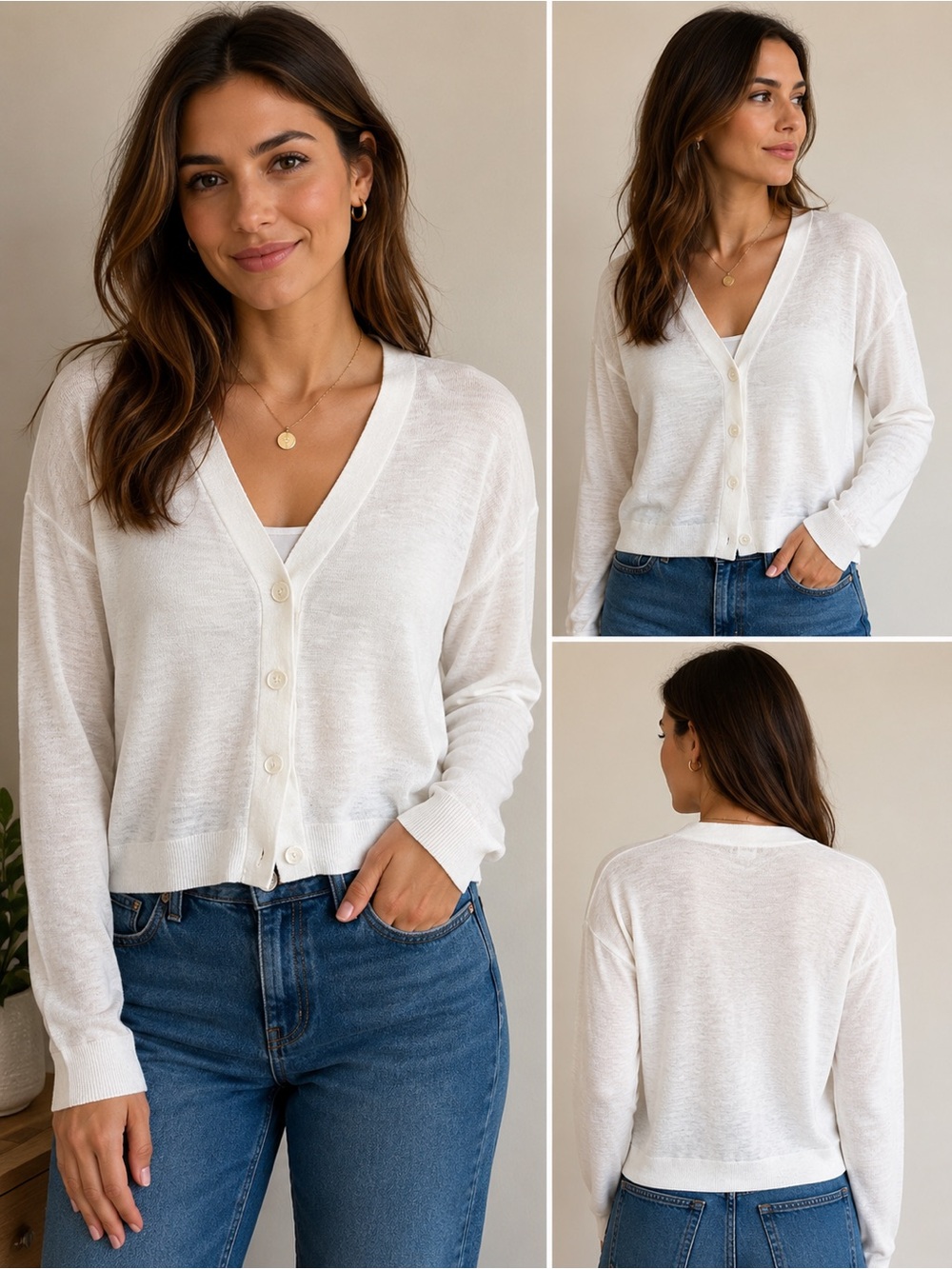 LOFT Women’s Small White Lightweight Open Front Cardigan
